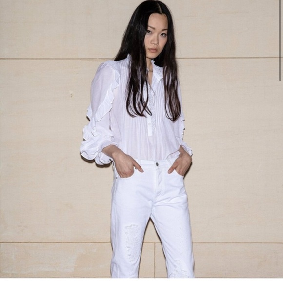 NWT ZADIG&VOLTAIRE XS Timmy Tomboy ruffled designer blouse feminine modern prep - Picture 2 of 16